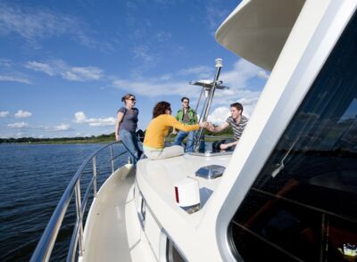 Tourists on a motor yacht