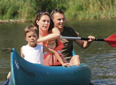 Family in a canoe